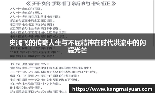 史鸿飞的传奇人生与不屈精神在时代洪流中的闪耀光芒